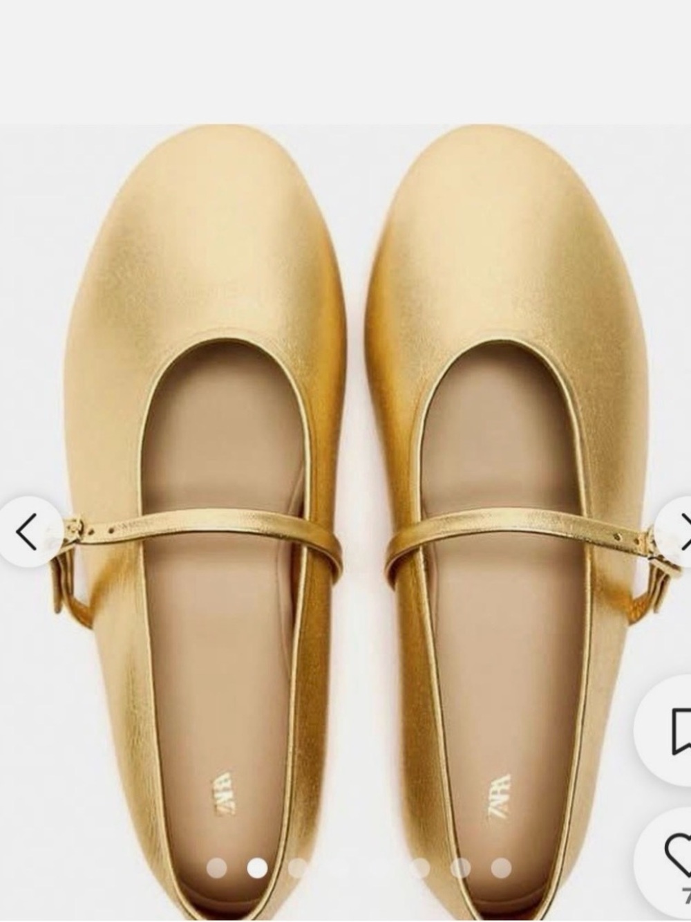 Gold Mary Jane Ballet Flats - ZARA ballet flat size 40 US 9